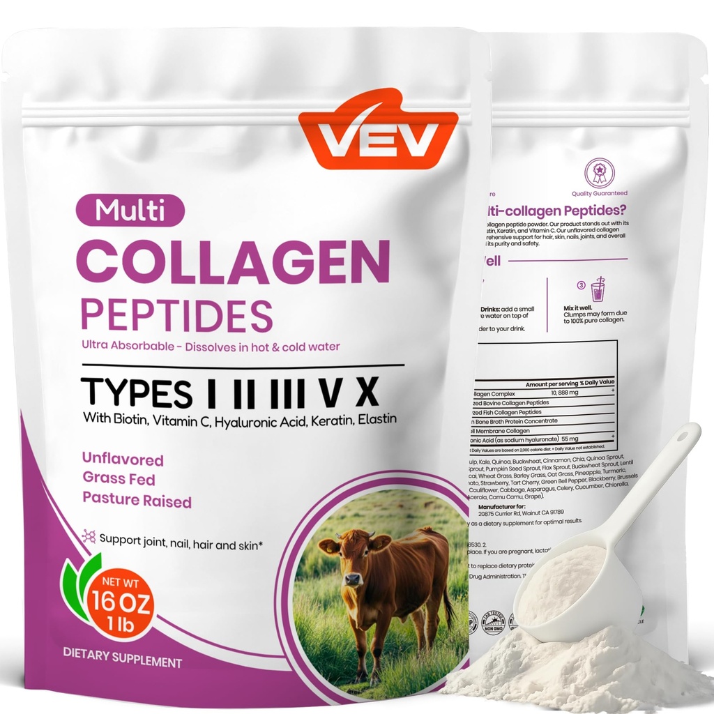 VEV Multi Collageen Peptides Powder, 16 oz (41 Servings) 