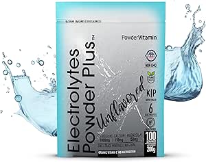 PowerVitamine Unflavored Electrolytes Powder No Sugar for Daily Energy - Keto Electrolytes - Hydration Powder with 1000mg Kalium, 120mg Calcium, Magnesium, No Stevia, 100 Servings