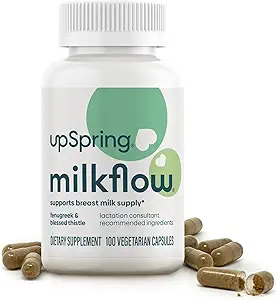 UpSpring Lait flow supplément d'allaitement pour l'augmentation de l'offre de lait, compléments d'allaitement avec Fenugreek et chardon béni, non-OGM, soutien à l'allaitement 100 capsules végétaliennes