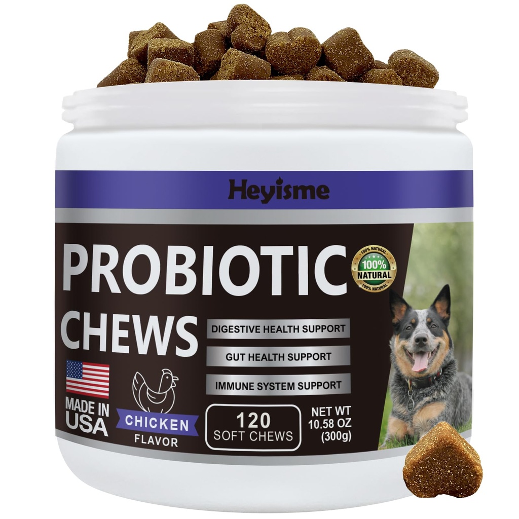Probiotica voor honden, verbeteren Gistbalans, Itchy huid jeukende oren, Gut Health, Allergieën, Immuniteit, Hondenprobiotica en spijsverteringsenzymen met prebiotica - verminderen diarree (Chicken, 120 Kauwen)