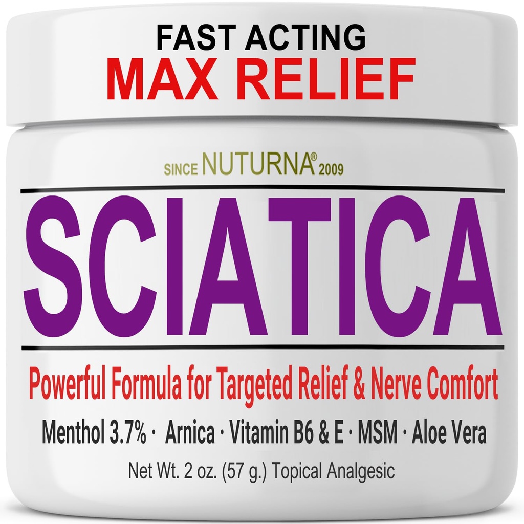 Sciatica nerve crème - maximale sterkte Comfort crème voor voeten, handen, benen, tenen, rug - natuurlijke Ultra sterkte Arnica, MSM, Menthol, rustgevende comfort, 2 Oz