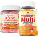 Suikervrije vitamine D3 K2 Gevulde Gummies + Multivitamine voor vrouwen Gummies