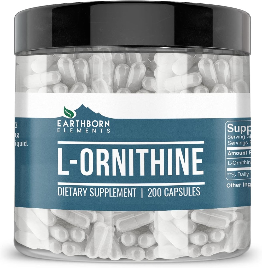 Earthborn Elements (200 capsules L-Ornithine HCl, Aminozuur, eiwitsynthese