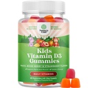 Kauwbare vitamine D Gummies voor kinderen - Delicious Kids Vitamine D 1000 IE Per Serving Gummy Vitaminen voor en peuters Immune Ondersteuning Plus Spiertanden en bot gezondheid - Gelatine Gratis Fruit Smaken