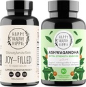 Gelukkige gezonde Hippie Joy-Filed Mood Ondersteuning Supplement + Biologische Ashwagandha Stress Ondersteuning Supplement