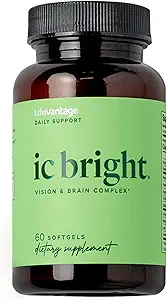 LifeVantage IC Lumineux 60 softgels, complément complexe de la vision et du cerveau emballés avec des antioxydants, des nutriments et des caroténoïdes pour la santé des yeux qui aide à réduire la souche oculaire