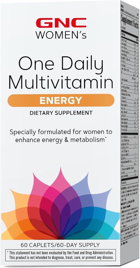 GNC Women's One Daily Energy Multivitamine, Ondersteunt Immune Health and Energy Production, 60 Tellen