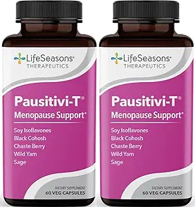 Pausitivi-T - Menopauze Support Supplement - Relief for Hot Flashes, Hormone Imbalance & Night Sweats - Nourishes Tissue - Salie, Chasteberry, Soy Isoflavones & Black Cohosh - 60 Capsules (verpakking van 2)