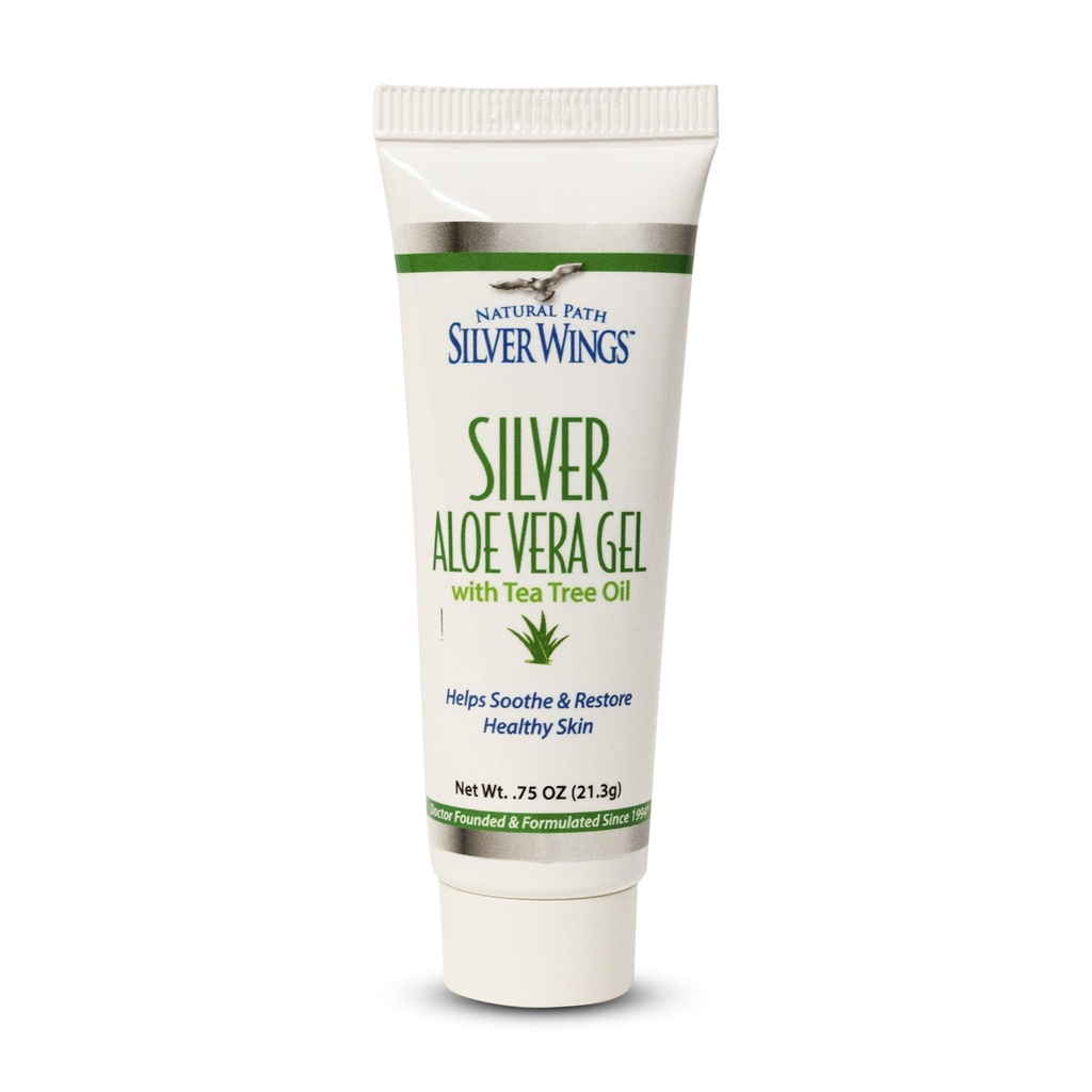 Natuurlijke pad Zilveren Vleugels 200ppm Zilver met Aloë Vera Gel en Tea Tree Oil - verzachtende huidverzorging - 0,75 oz