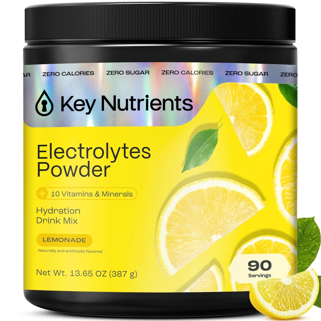 KERNENTEN Multivitamine Elektrolyten Poeder Geen Suiker - Verfrissende Limonade Electrolyte Poeder - Natrium & energie Supplement - Hydratatiepoeder - Geen Calorieën - 90 Servers - Made in USA