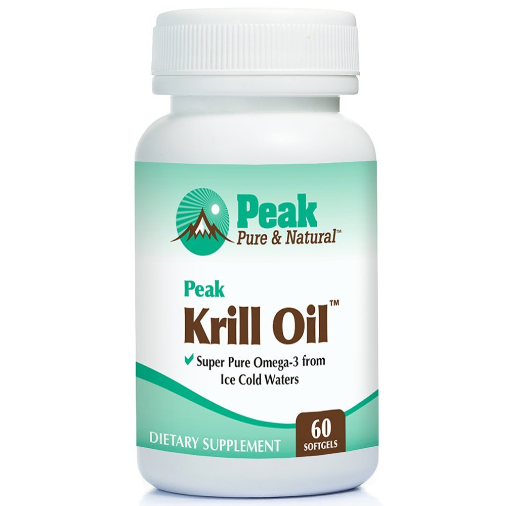 Peak Pure & Natural, Peak Krill Oil Supplement - Beter dan Fish Oil for Joint and Heart Health - Krill Oil Brain Supplement - EPA, DHA en Astaxanthine - 60 softgels