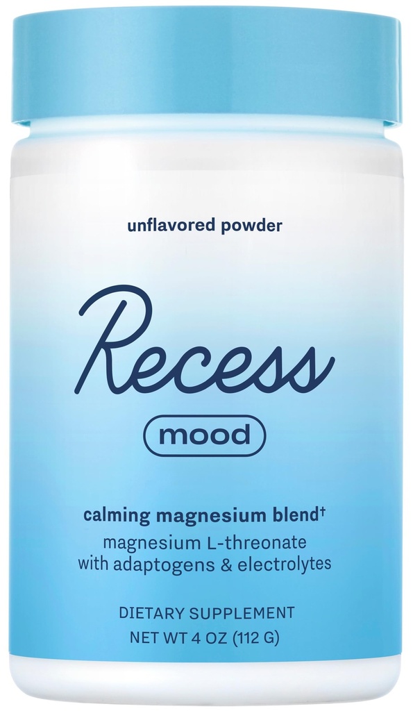 Recess Mood Powder, Calmant Magnésium L-Thréonate Blend avec Passion Flower, L-Theanine, Electrolytes, Magnésium Calm Support Supplément de poudre - Décoloré 28 Servir Tub