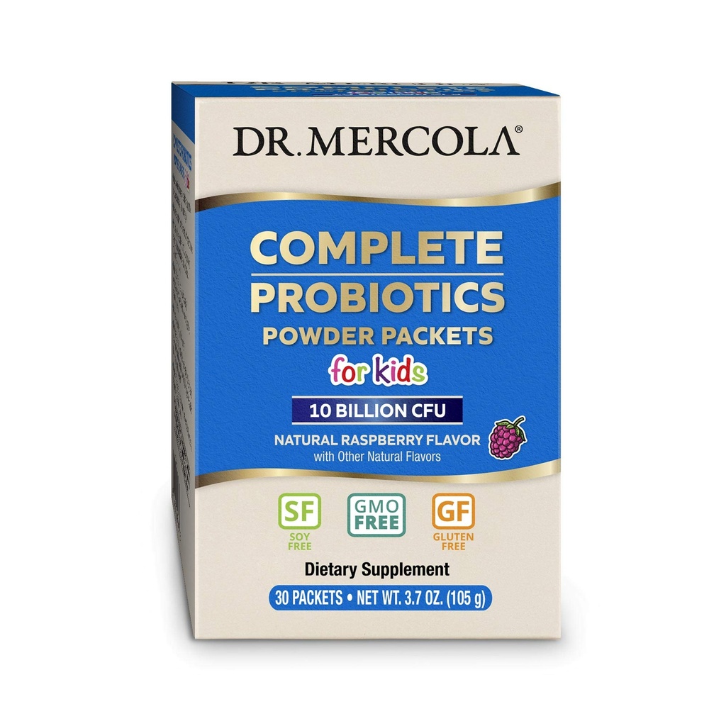 Dr. Mercola Complete Probiotica Powder Packets for Kids - Supports Digestief & Immune Health - 10 Strains - with Prebiotics - Non-GMO, Glutenvrije & sojavrije - 30 Packets
