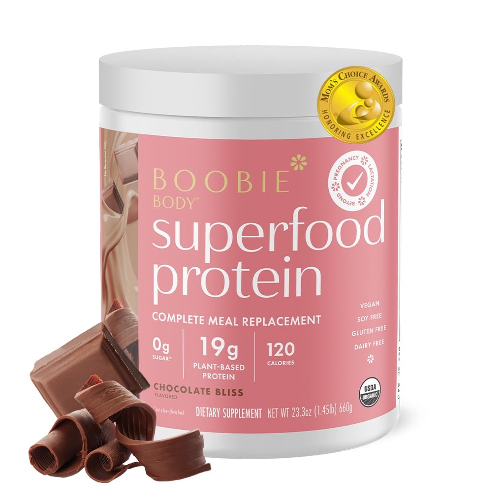 Boobie Body Superfood Proteïne Zwangerschap en Postpartum Maaltijd Vervangingsshake, Chocolate Bliss Flavor 