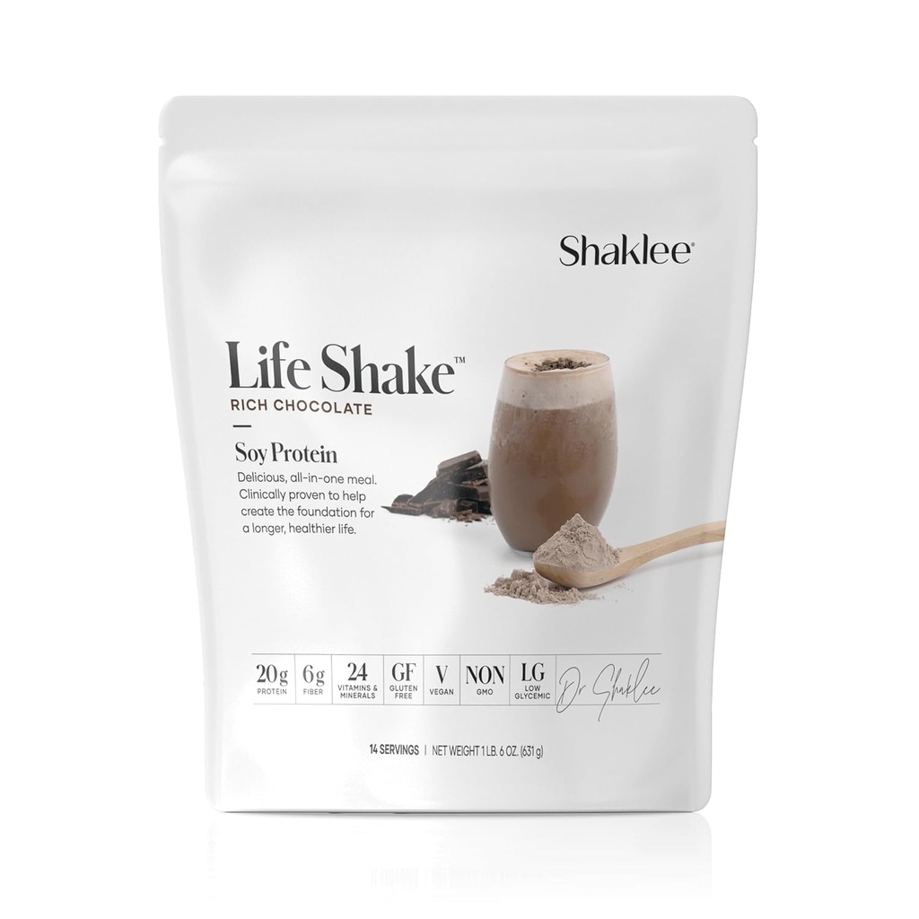 Shaklee Life ShakeTM Soy Protein Rijke Chocolade - Complete Maaltijden Vervanging met 20g Proteïne, 6g Fiber, 24 Vitaminen en Mineralen - Non-GMO - 14 Servers
