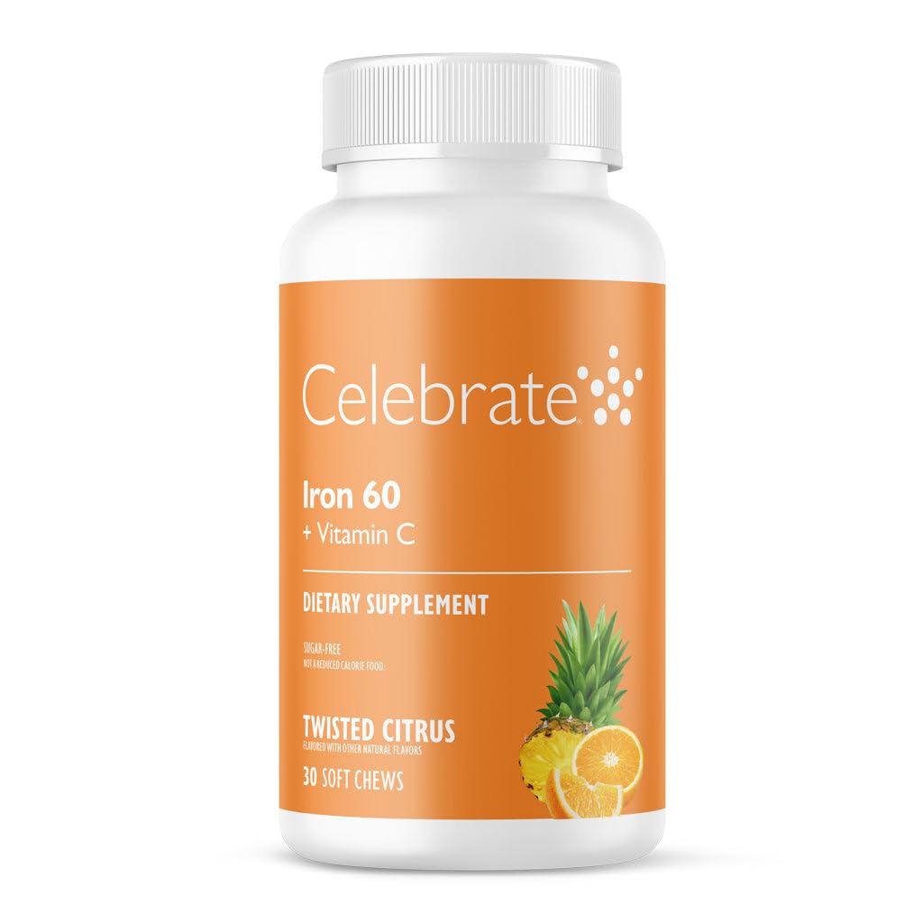 Célébrez le supplément de fer avec 60mg de fer et de vitamine C – Citrons pour les patients bariatriques, Bypass gastrique et gastrectomie des manches Soutien 30 comprimés pour la post-chirurgie