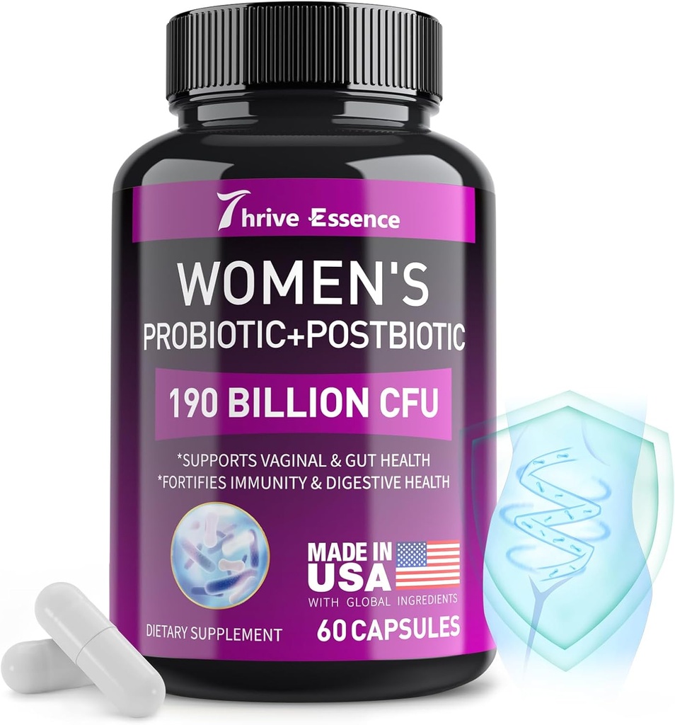 Probiotica voor vrouwen 190 Miljard CFU - 10 Strains & Postbiotica voor Wowen-Immune, Digestief, Gut, Vaginale & Urinaire Gezondheid, PH Balance- Ondersteunt Occasional Constipatie, Gas & Bloating, 60 Capsule