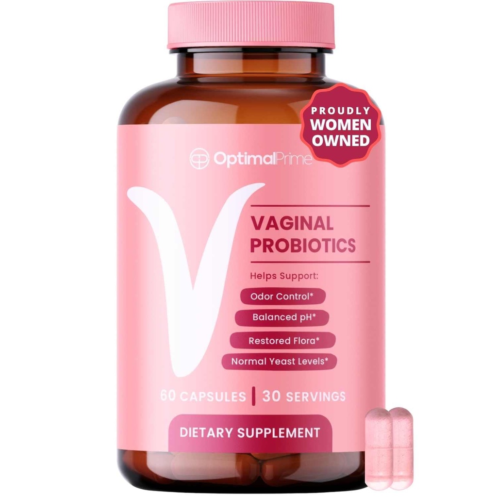 Optimale Prime Vaginale Probiotica voor vrouwen met prebiotica, Cranberry Extract, en een Lactobacillus Probiotic Blend, Ondersteunt gezonde Vaginale Flora, Odor Control, pH-balans, 60 capsules