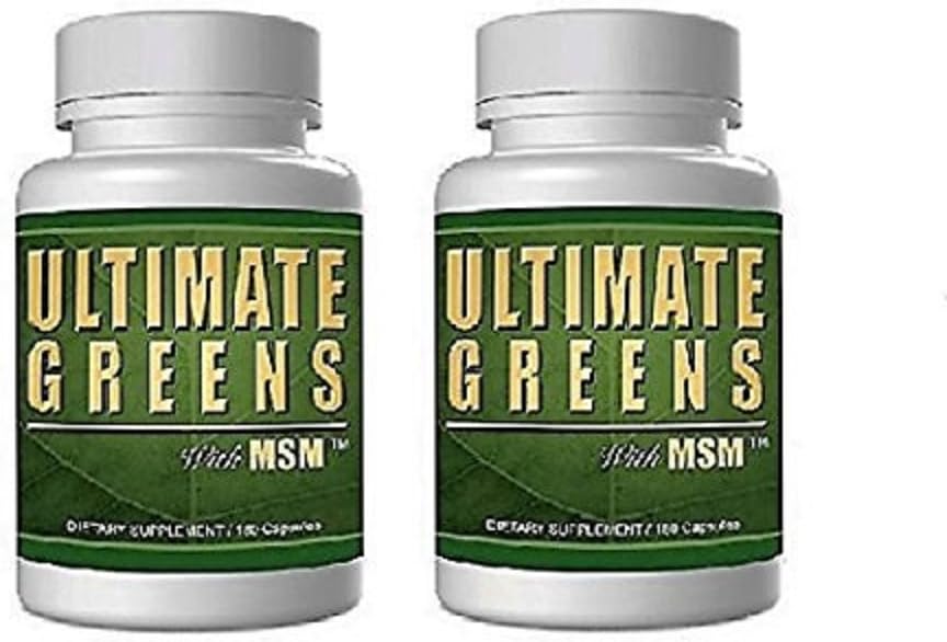 Dagelijkse gezondheid, Ultimate Greens met MSM 360 capsules, 1925mg Vegan Vriendelijk Whole Food Superfood Supplement Non GMO Gluten Gratis Alkaliserende Nutriënten 2 Maanden Levering