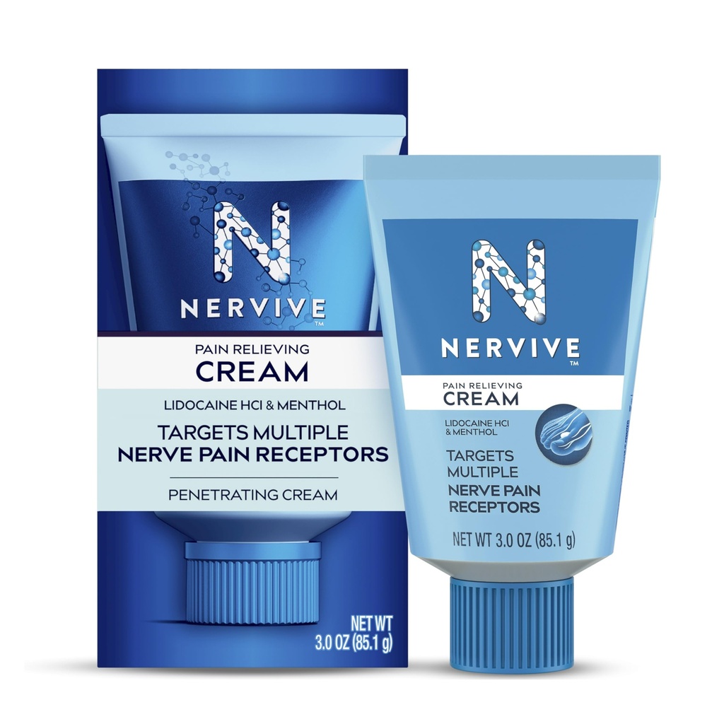 Nerve Pain Relieving Cream, Max Strength Non-Greasy Topical Pain Reliever met Lidocaine en Menthol voor tenen, voeten, vingers, handen, benen en armen, 3.0oz