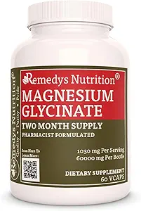 La nutrition de Remedy Glycinate de magnésium $ 1 000 mg, 60 Capsules végétaliennes Supplément alimentaire $ 2 mois d'approvisionnement $ Contient également Alfalfa Leaf, Watercress & Nettle Leaf