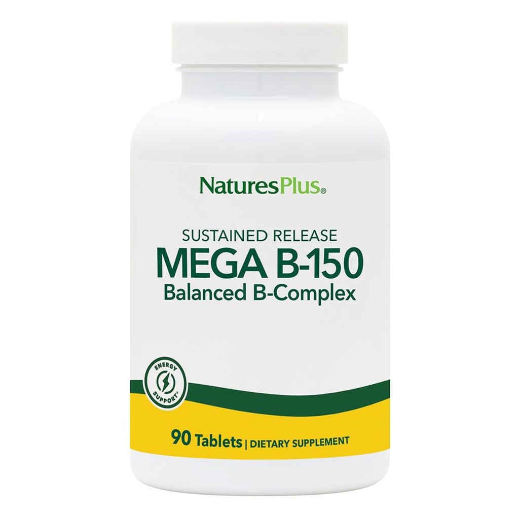 Natures Plus Mega B-150 Complex - 90 Sustained Release Vegetarische tabletten - Maximale Potentie B Complex Vitamine Supplement -Gluten Free - 90 Servings