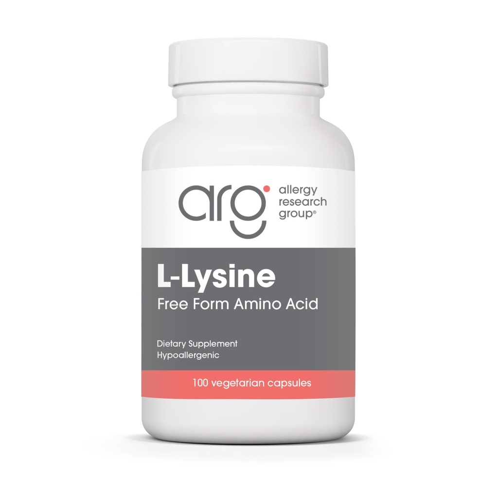 Allergy Research Group L-Lysine - Immune Support, L-Lysine HCI, Free Form Amino Acid, 500mg Supplement, Pure, Biologische, Vegetarische Capsules - 100 Tellen