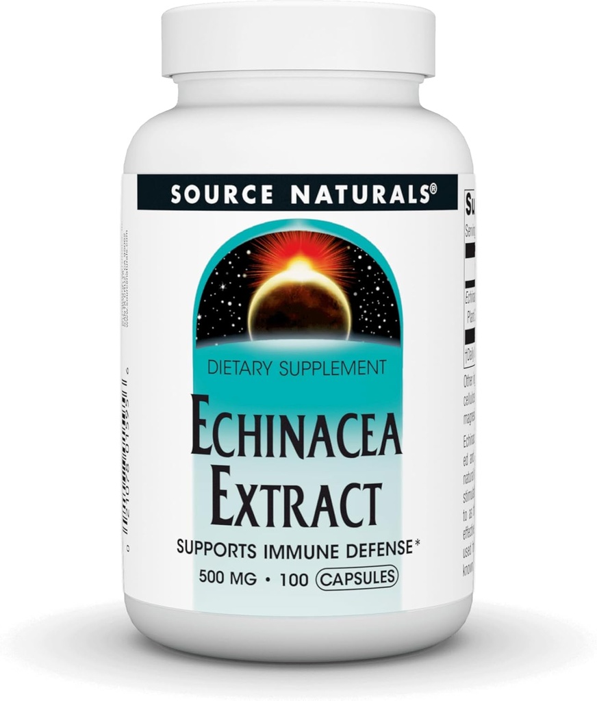 Bron Naturals Echinacea Root Extract - Ondersteunt Immune Defense* - 500mg - 100 Capsules