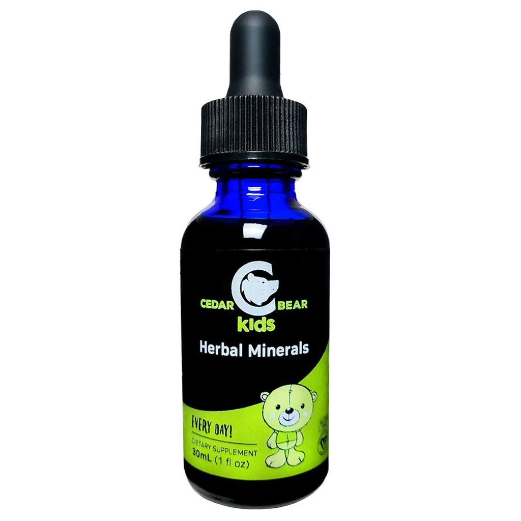 Cedar Bear Kruidenmineralen voor kinderen een vloeibare kruidensupplement dat helpt bij het bouwen van gezonde lichamen, geesten, en sterke immuunsystemen 1 Fl Oz