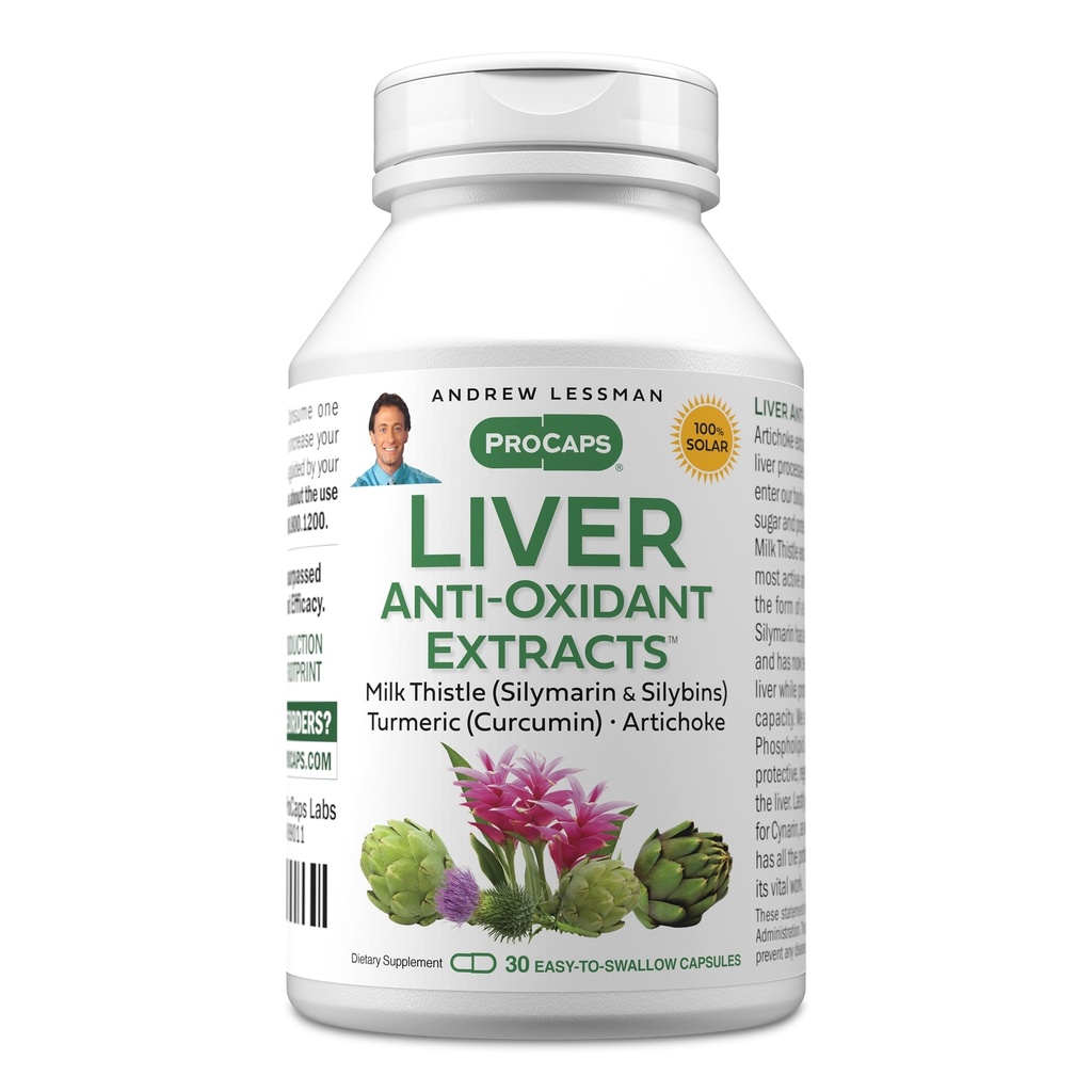 ANDREW LESSMAN Foie Extraits Anti-oxydant 30 Capsules - Supporte les tissus du foie qui travaillent dur, favorise la santé et la fonction du foie optimal. Extraits de chardon, de curcuma et d'artichaut