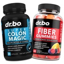 DR. BO Fiber Gummies & Colon Cleanse Supplementen - Smakelijke Gummy Prebiotic Fiber Supplement - Super Colon Magic Bowel Movement Ondersteuning voor Gut & Mtomach Reiniging