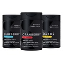 Sportonderzoek Cranberry Fruit Complex Supplement met Pacran & Vitamines C & E, Whole Fruit Blueberry Concentrate Gemaakt van biologische bosbessen en plantaardige vitamine D3 + K2 met kokosolie