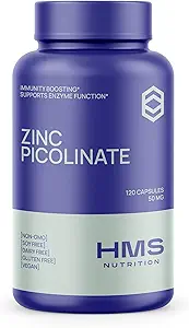 Zinc Picolinate 50mg Vegan Capsules - Highly Absorbable (Chelated) Immune Support Supplement for Men and Women -120 Capules, 4 Month Supply