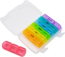 EZY DOSE Weekly (7 jours) Daily Medtime Pill Organizer Case, Vitamine Planner and Medicine Container, grand compartiment individuel amovible, 3 fois par jour, voyage amical, Rainbow, BPA Gratuit