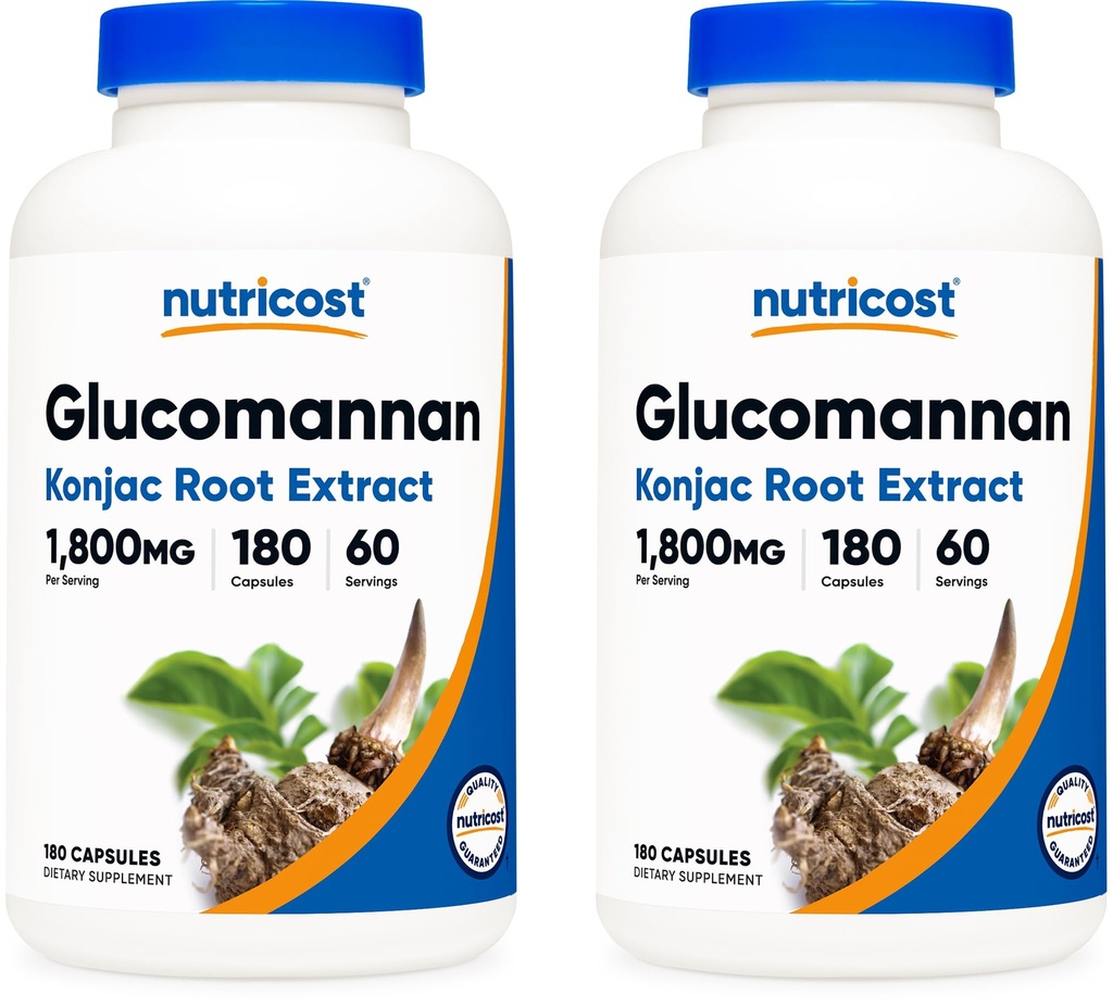 Nutricost Glucomannan 1.800mg per portie, 180 capsules (2 flessen)