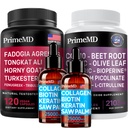 Liquid Collageen Biotin (2pk), Fadogia Tongkat Ali (1pk), en Nitric Oxide (1pk) Supplement Bundle - Krachtige vitamines voor haar, huid, nagels, hart, energie, & Testosteron ondersteuning - Non-GMO, Vegan