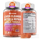 1Pack Milk Thistle Liver Detox Gummies, 18-in-1 Lever Reiniging Detox & Reparatie Supplement met Berberine, Chicory Root, Kurkuma, Artichoke, Dandelion Root, Chanca Piedra, Vitaminen B6 B12 - Suikervrij