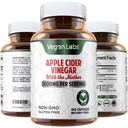 Vegan Labs Capsules de vinaigre de cidre de pomme avec la mère- 180 Capsules de végétalien, 1600MG par portion- pilules de vinaigre de cidre de pomme 100% naturel- soutient la digestion saine, le kéto, la gestion du poids, la désintoxication et le système immunitaire