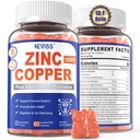 Gommies de zinc avec du cuivre + probiotiques, vitamine B6 pour l'absorption maximale, suppléments de zinc pour les hommes et les femmes, deux minéraux essentiels Formule d'équilibre pour l'immunité et la santé Gut, végétalien, non-OGM, 120 Cts