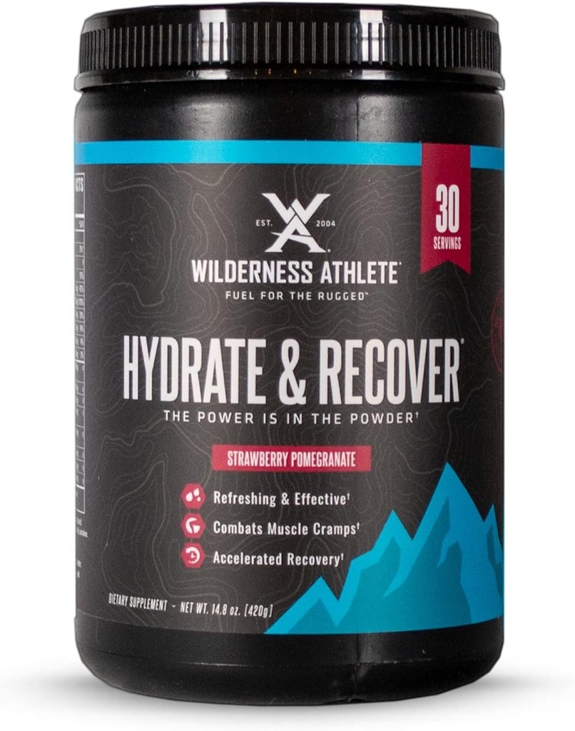 Athlète de la nature - Hydrate et Récupérer Récupérer la poudre liquide d'hydratation Mélange de boissons électrolytes - Récupérer plus rapidement avec des Bcaas - Hydrate en poudre avec 1000mg de vitamine C - 30 Tub de service (grain de mûre)