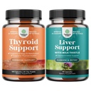 Bundle of Herbal Thyroid Support Complex with L Tyrosine Bladderwrack Selenium Pure Ashwagandha and Liver Cleanse Detox & Repair - Milk Thistle with Dandelion Root Choline Beetwortel & Artichoke Extract