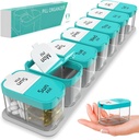 Extra grote Wekelijkse pil Organisator - XL Vitamine houder met 7 Afneembare AM PM Compartments - Portable Medicine Dispenser voor thuis en reizen, Big Supplement Container voor wekelijks of dagelijks gebruik, Mint
