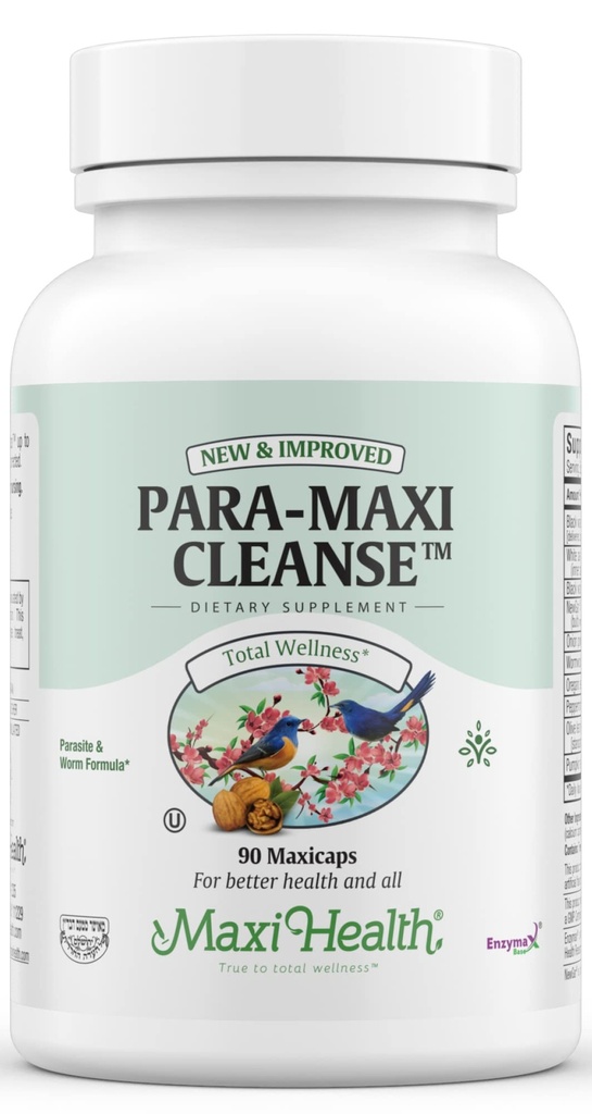 Maxi Health Intestinal Cleanse for Humans - Natuurlijke spijsvertering Colon Gut Flora Body Detox for Women - Gut Cleanse for Men - Bloated Belly Relief with Black Walnut Wormwood Herb (90 Capsules)
