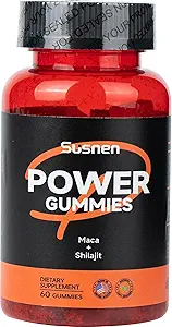 Power Gummies, avec maca et shilajit, Inositol Gummies, renforce le corps et favorise l'absorption, pur himalayen organique(60 Gummies)