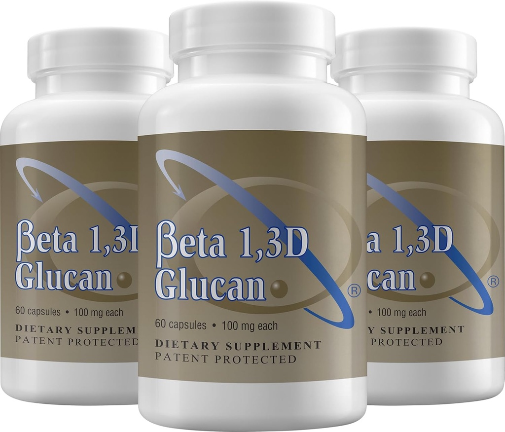 Supplément de soutien immunologique de point de transfert Beta 1,3D Glucan 100 mg par gélule (fibre de bêta-glucane) (paquet de 3)