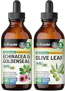 BIO KRAUTER Echinacea with Goldenseal Tincture 4 Fl. Oz. & Olive Leaf Tincture 4 Fl. Oz.