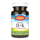 Carlson - Vitamine D3 + K2, 50 mcg (2000 IE) Vitamine D3 & 90 mcg Vitamine K2 als MK7, Bone Support, Calcium Absorptie, 120 Capsules