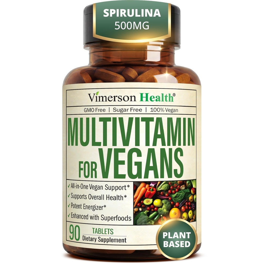 Vegan multivitamine voor vrouwen en mannen - essentiële multivitaminen en multimineralen 90 tabletten met vitamine B12, A, D, C, zink, Magnesium en meer voor totale lichaamswelzijn - 23 belangrijke voedingsstoffen en vitamines