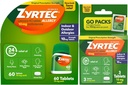Zyrtec 24-uurs Allergie Relief Tablets, Indoor and Outdoor Allergie Medicine with 10 mg Cetirizine HCl per Antihistamine Tablet, Bundle Pack, 60 ct + 3 ct Travel Packs, 63 Tel.