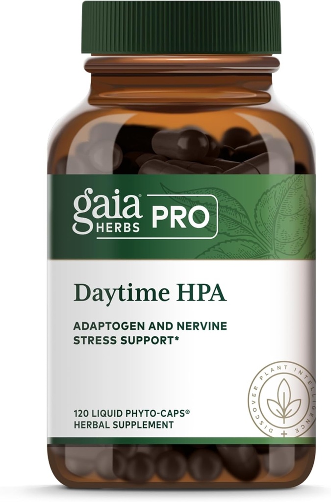 GAIA HERBS PRO Daytime HPA - Adaptogen Support Supplement - Zenuwstelselondersteuning Supplement met Olijfolie & Rhodiola* - Veganistisch, Glutenvrij, Sojavrij - 120 Liquid Phyto-Caps (60 porties)